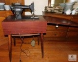 Vintage Sears Roebuck Sewing Machine with Storage Table