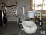Lot Handicap Items - Walker, Portable Potty, and Toilet Riser Seat