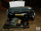 Vintage Admiral Super De Luxe Sewing Machine with Assorted Sewing & Craft Supplies