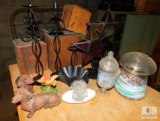 Lot Assorted Home Decorations includes Wooden Canister Set, Candle Holders & More