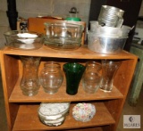 Lot of Assorted Glass Mixing Bowls, Casserole Dishes, Cake Pans, Shifter & Vases