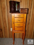 Lot of 3 Wood Jewelry Armoire & Boxes