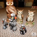 Lot Vintage Ceramic Owl & Poodle Dog Decorations