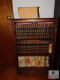 Wooden Columm Relief Bookshelf with Vintage Encyclopedias & Classic Series Novels