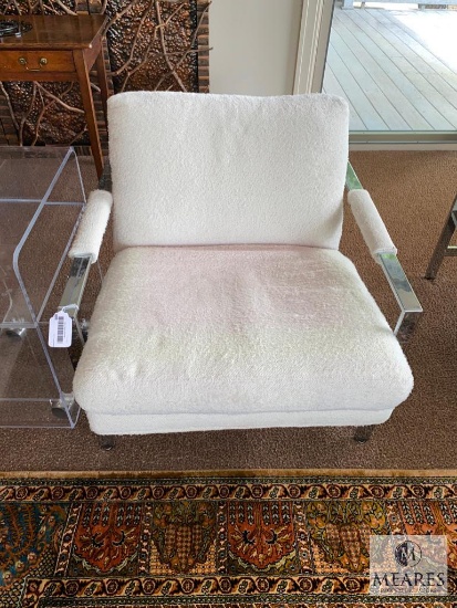 Modern Chrome and Upholstered Arm Chair