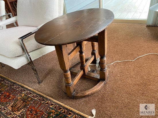 Antique Oval Wood Side Table