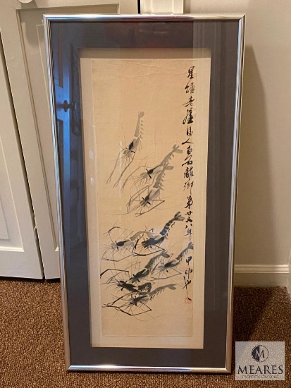 Chi Pai-Shih "Shrimps" Framed Chinese Ink Painting