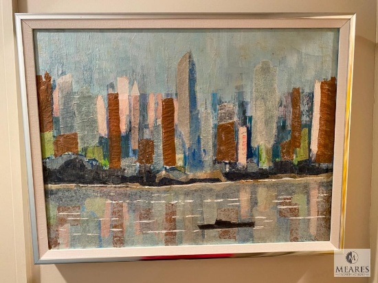 Rita Von Pelt "City Scape" Framed Decoupage