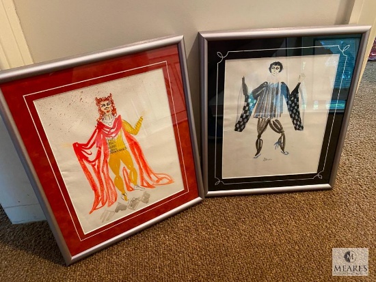 Two Framed Volpone Character Watercolors - Volpone and Mosca