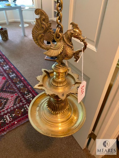 Brass Peacock Hanging Diya (Oil Lamp)