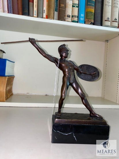 Bronze Warrior with Spear Sculpture