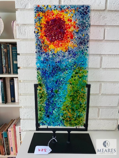 Sunburst Art Glass on Stand