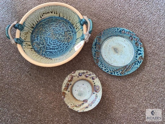 Three Pottery Platters - All Artist Signed