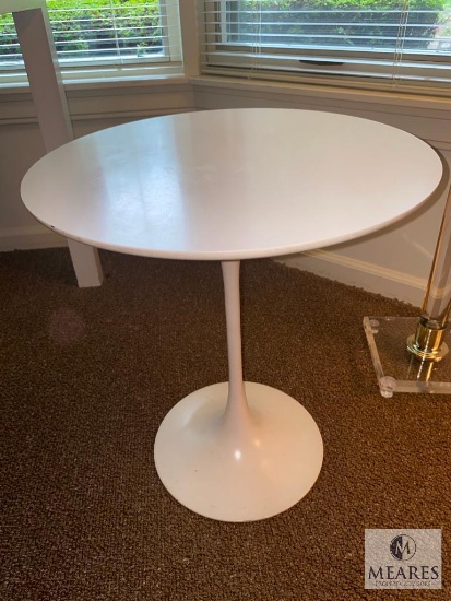 Vintage Round-Top Table with Metal Base