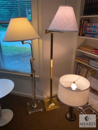 Two Floor Lamps and One Table Lamp