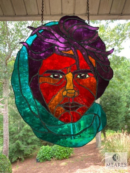 Three Hanging Stained Glass Acrylic Faces