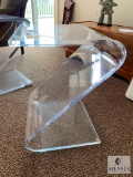 Vintage Lucite/Acrylic Z-Shaped End Table