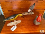 Three Handcrafted and Painted Wood Birds - Various Artists