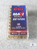 50 Rounds CCI .22 WMR Mag 40 Grain Total Metal Jacket 1875 FPS Ammo