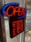 LED OPEN Sign with Programmable Business Hours Rider