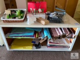 Contents of Wooden Work Table - Wrapping Paper and Accessories