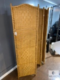 Group of Two Folding Wicker Dressing Screens