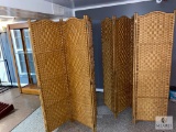 Group of Folding Rattan Dressing Screens