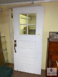 Wooden Door with Lockset and Glass Window Insert