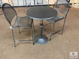 Metal Height-Adjustable Pub Table with Pair of Matching Metal Chairs