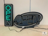 Rectangular LED OPEN Sign and Non-Functioning Neon Oval OPEN Sign