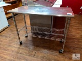 Stainless Steel Rolling Prep Table with Wire Shelf