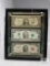 Historic Currency Set in Hard Plastic Display $1 Silver Certificate $2 Red Seal