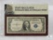 1st Small Size Dollar Bill 1935-E Silver Certificate & Dollar Coin 1979-P SBA in Display Folder