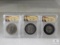 1976 Bicentennial Quarters, Half, Dollar Encased with Director of Mint Pic & Sig