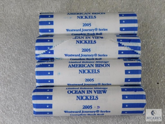 4 Nickel Rolls All BU Bank Wrapped (2) 2005-D Ocean & (2) 2005-D Bison