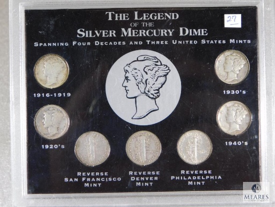 Mercury Dime Legend Set 1918-D, 1928-S, 1939-D, 1940, 1942-D, 1942-S, 1944-P