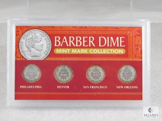 Barber Dime Mint Mark Set 1907-P, 1907-D, 1916-S, 1909-O
