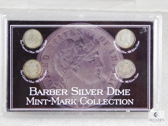 Barber Dime Mint Mark Set 1913-P, 1911-D, 1905-S, 1906-O
