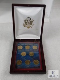 2012 BU Presidential Dollars in Beautiful Wood Display Case - 8 Coins