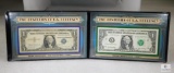 2 Centuries of US Currency 1957 Silver Certificate & 206 Fed. Res. Note $1 Bills in Folder