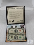 Jefferson Display Folder with $2 1953-B US Note Red Seal & 2003 $2 Fed. Res. Note