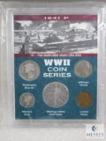 1941-P WWII Coin Series with Silver Dime, Quarter, Half in Display