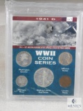 1941-D WWII Coin Series with Silver Dime, Quarter, Half in Display