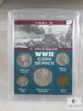 1941-S WWII Coin Series with Silver Dime, Quarter, Half in Display