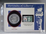 1922 Peace Silver Dollar in Info Card & Stamp