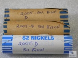 (3) 2005-D BU Bison Nickel Rolls Bank Wrapped