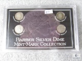 Barber Dime Mint Mark Collection 1914-P, 1907-D, 1916-S, 1906-O