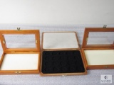 3 Wooden Coin Display Boxes