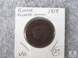 1818 Large Cent - Very Good Rotated Reverse Error