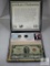 Faces of Jefferson Display Folder with 1953 Red Seal & 1995 $2.00 Bills plus WWII Silver Nickel